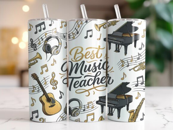 A Designer's Look at the Music Teacher Instruments Tumbler Wrap
