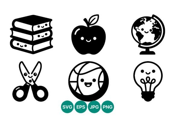 Cute Black and White School Icon Set Embroidery Review