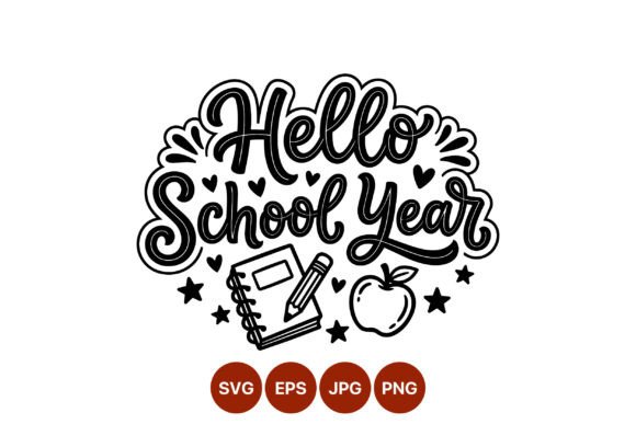 Hello School Year Hand Lettering Design