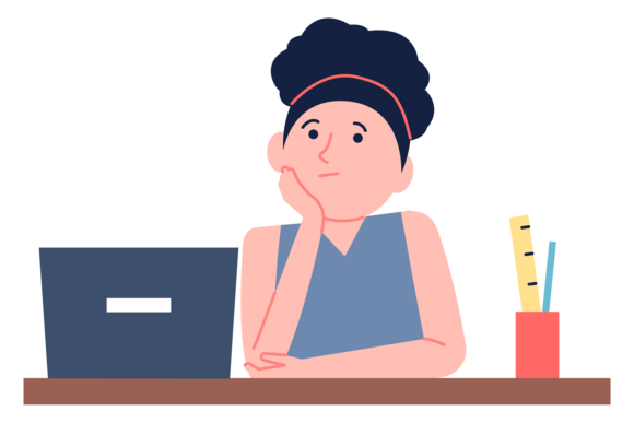 Kid Learning: Cute School Girl Study at Desk