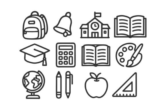 Minimalist Line Art Collection of School