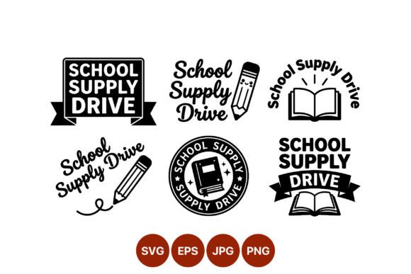 School Supply Drive Vector Icons