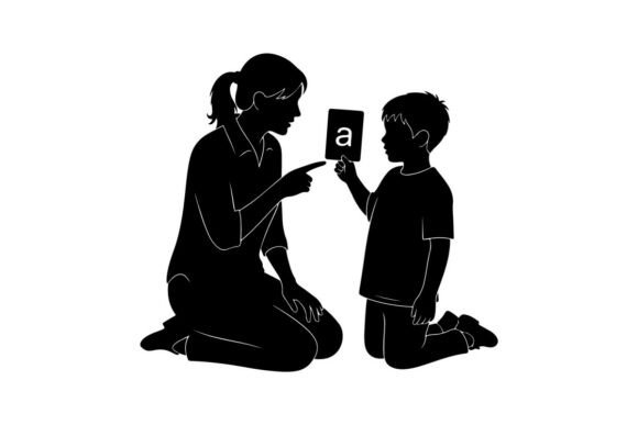 Teacher Helping Child Learn Alphabet Vec: A Designer's Review